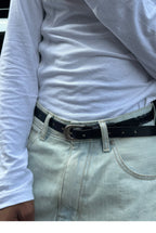 STEEPC Leather Braided Metal Buckle Belt