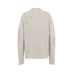 UNDERWATER Washed Handmade Destruction Patchwork Knit Sweater Beige