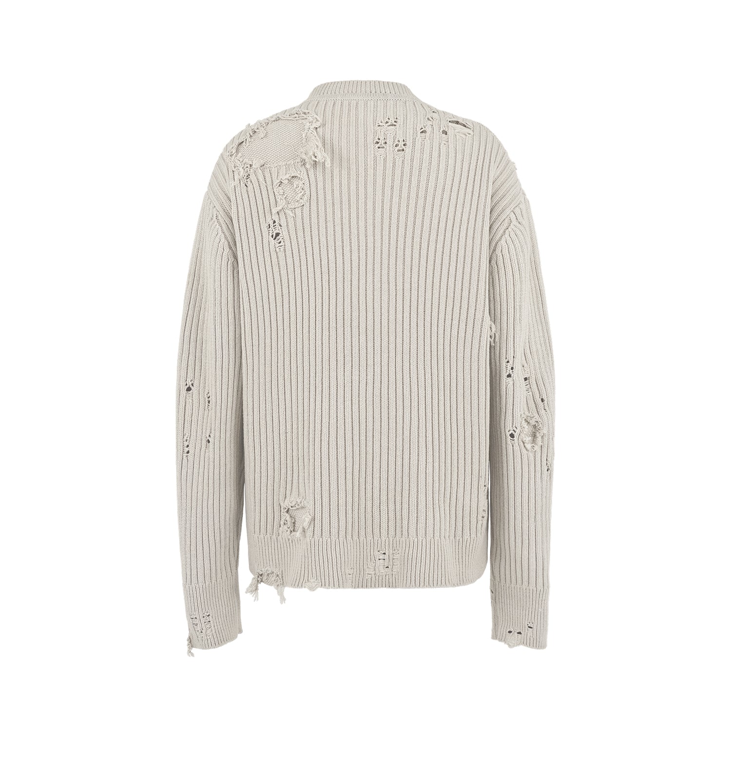 UNDERWATER Washed Handmade Destruction Patchwork Knit Sweater Beige