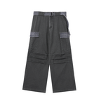 JHYQ Contrast Color Pleated Baggy Cargo Pants
