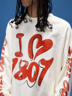 1807 Graffiti Heart Printed Long Sleeve Tee