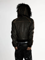 Night Lab Leopard Print Faux Fur Hood Jacket