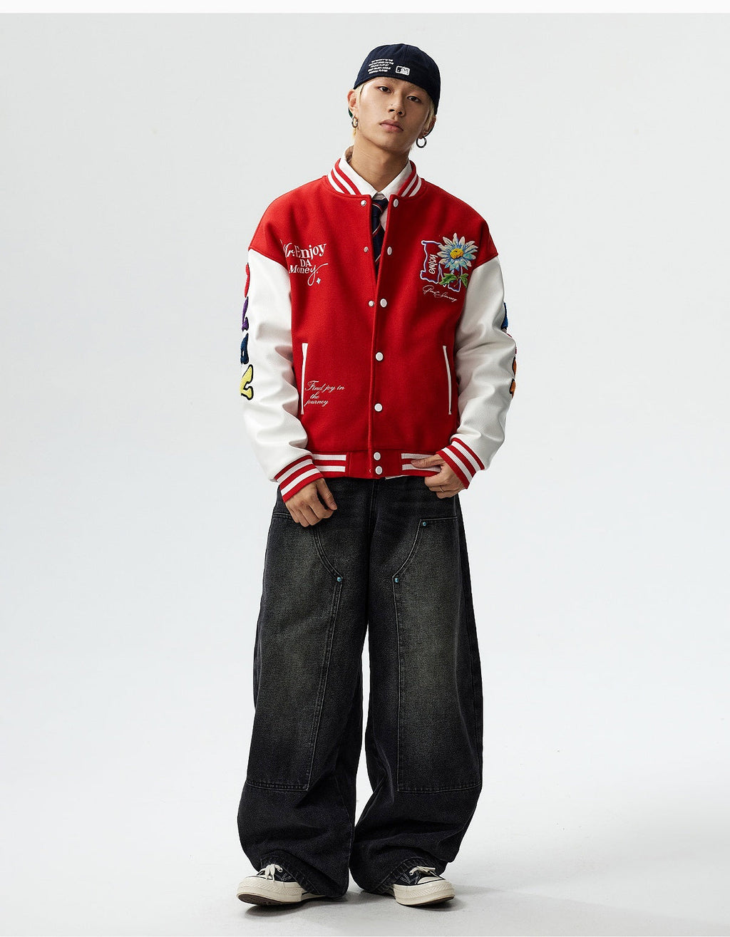 MEDM Daisy Floral Varsity Jacket