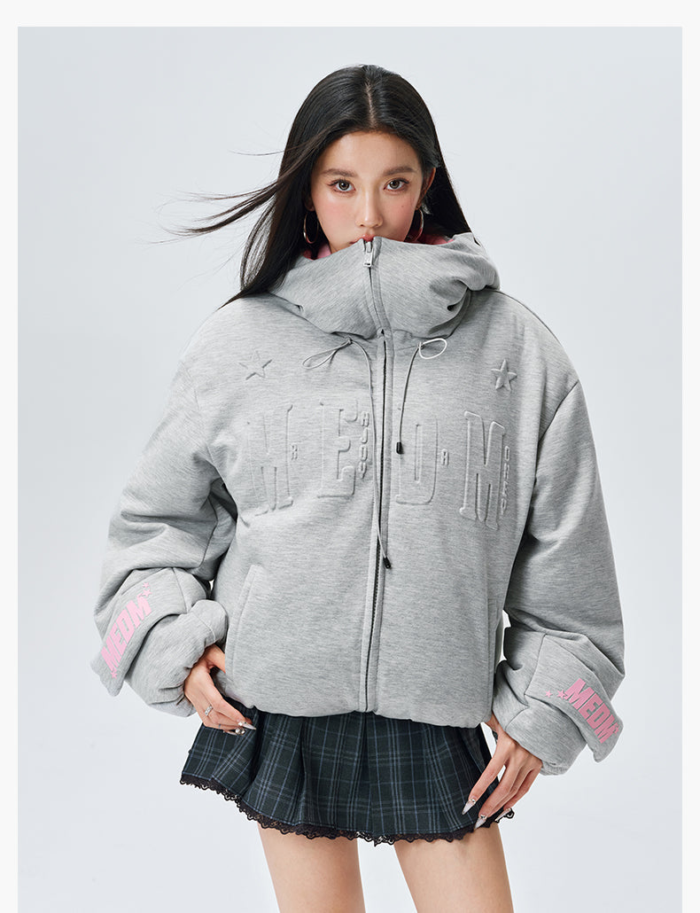MEDM Embossed Logo Hooded Down Jacket