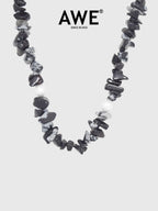 AWE Black Crushed Stone Pearl Beaded Necklace