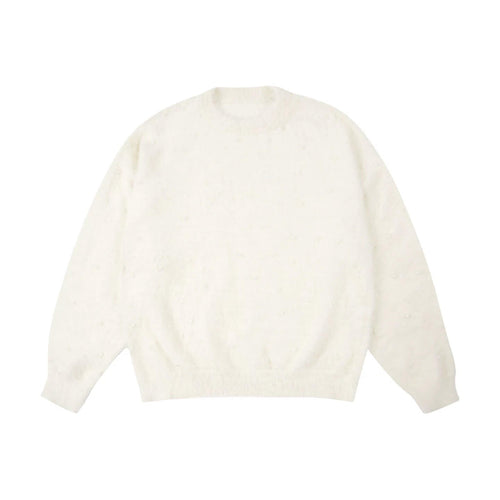 1807 ROLLTHEDICE Pearl Embellished Faux Mink Fur Knit Sweater