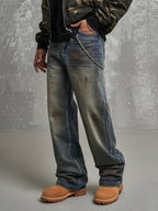 F3F Select Dirty Dyed Whiskering Print Design Jeans