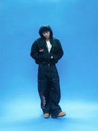 EVETS Embroidered Hooded Denim Jacket