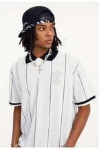 Small Town Kid Pearl Logo Striped Polo Jersey