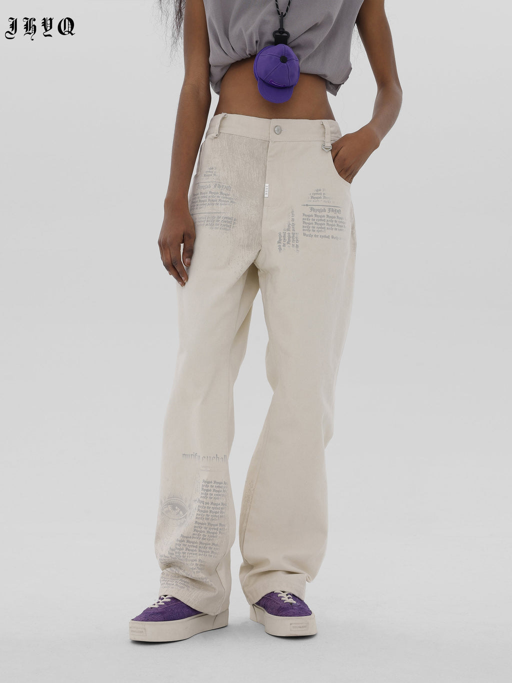 JHYQ Letters Printed Work Pants