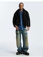 MEDM Ethnic Trim Belted Sherpa Jacket