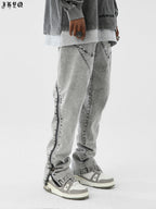 JHYQ Slim Zipper Openings Printed Denim Jeans