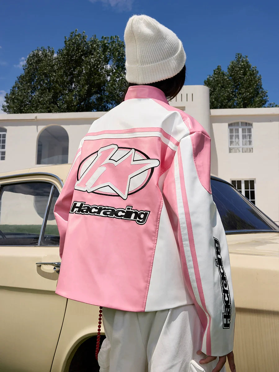 Harsh and Cruel Barbie Pink Embroidered Racing Jacket