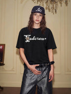 YADcrew Leopard Star 3D Logo Embroidered Tee