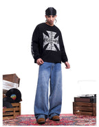 F3F Select Vintage Cross Print Waffle Long Sleeve Tee