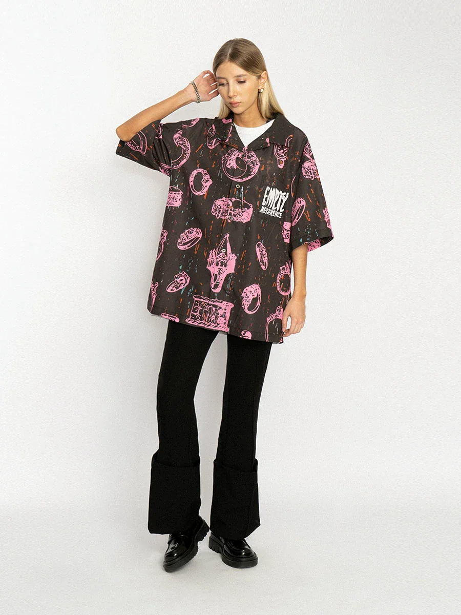 EMPTY REFERENCE Jewelry Full Printed Short Sleeve Shirt