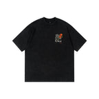 1807 Vintage Cracked Rose Print Washed Short Sleeve Tee