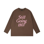 1807 Blurred Logo Print Distressed Long Sleeve Tee