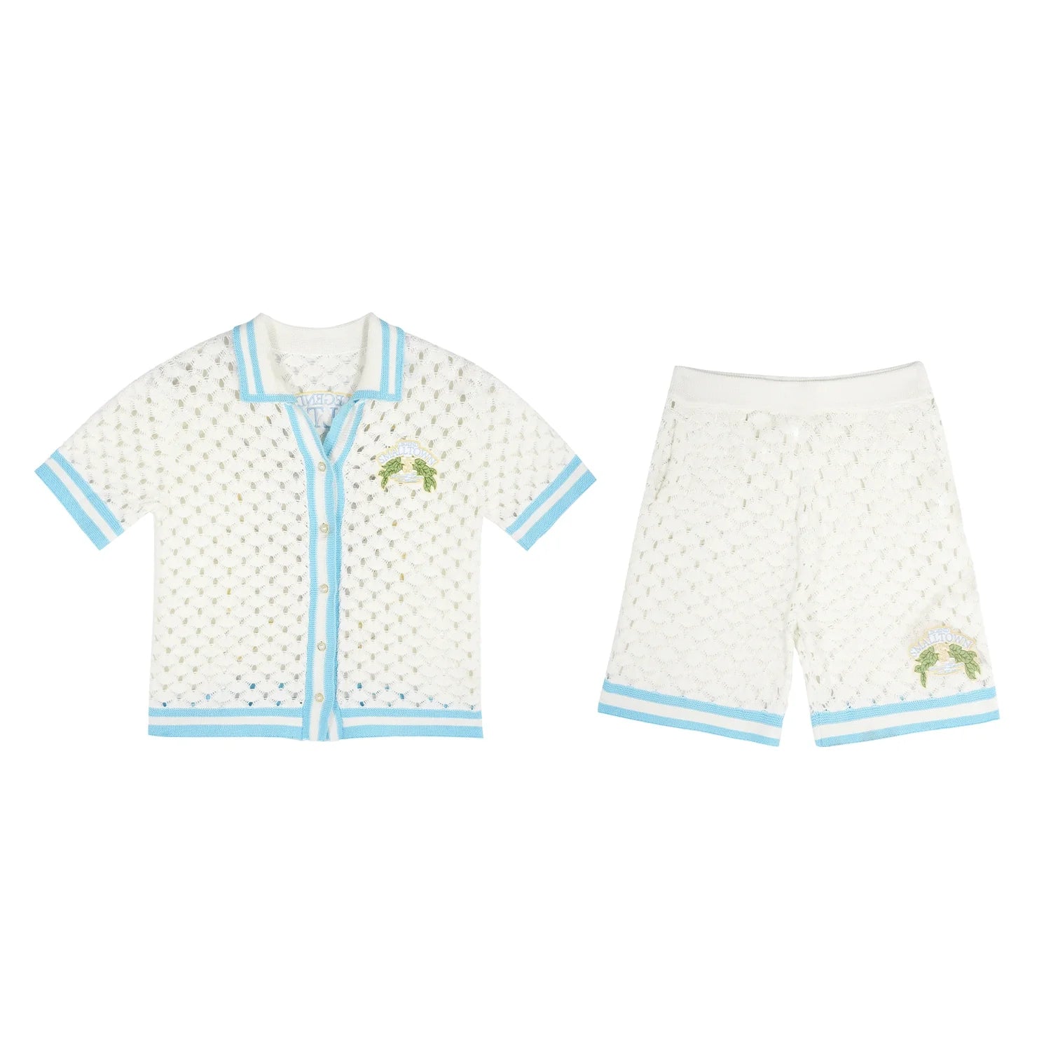 Small Town Kid Crochet-Knit Hawaiian Shirt Set