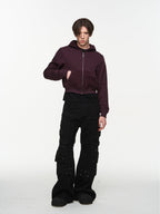 BLIND NO PLAN Basic Patchwork Logo Embroidery Short Hoodie