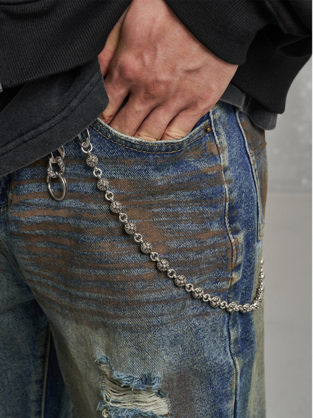 F3F Select Dirty Dye Hole Blast Wash Jeans