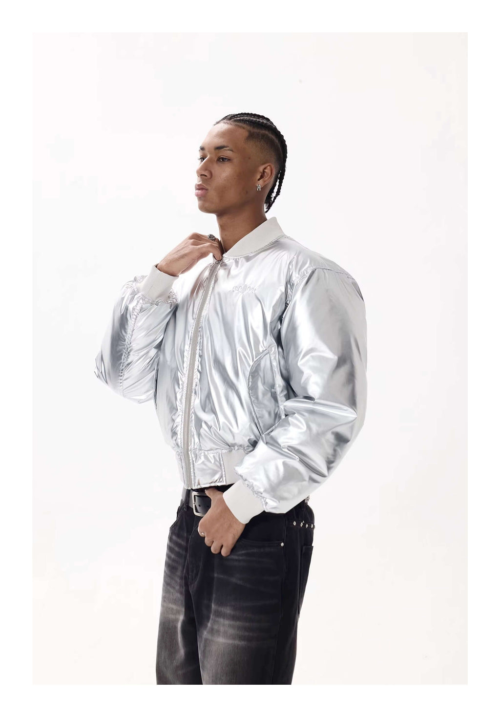 KARMANISTIC Embroidered Hooded Puffer Bomber Jacket