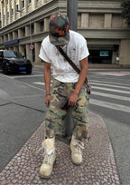STEEPC M-65 Pearl Embellished Camouflage Baggy Cargo Shorts