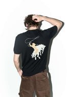 LIBERAFIT Star Cowboy Print Cotton Knit Ribbed Trim Short Sleeve Tee