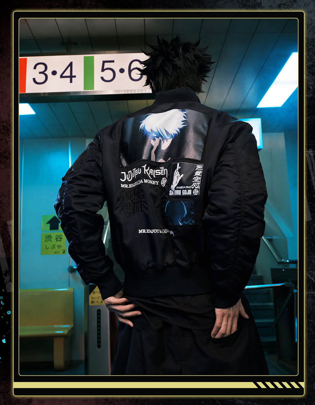 MEDM × Jujutsu Kaisen Satoru Gojo Print Patch MA-1 Bomber Jacket