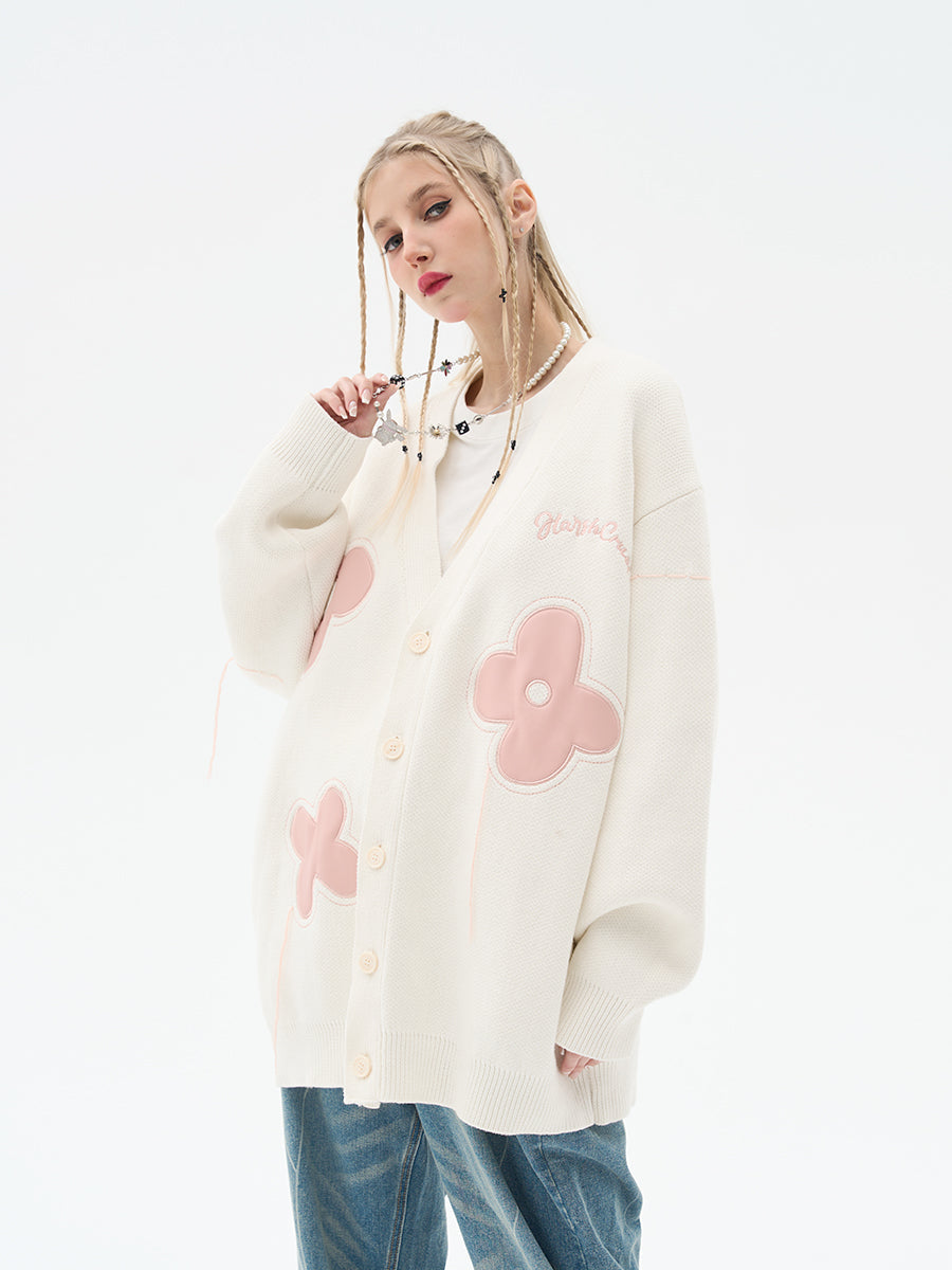 Harsh and Cruel Hand painted Flowers Knitted Cardigan