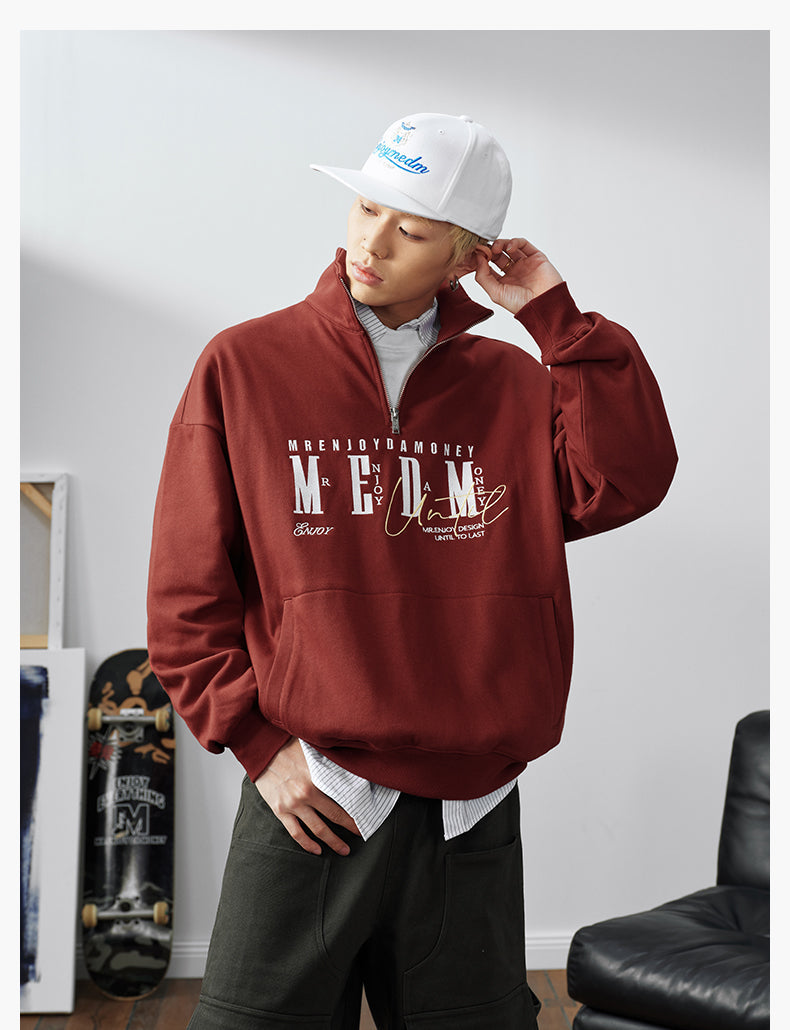 MEDM Half-Zip Logo Embroidered Sweatshirt