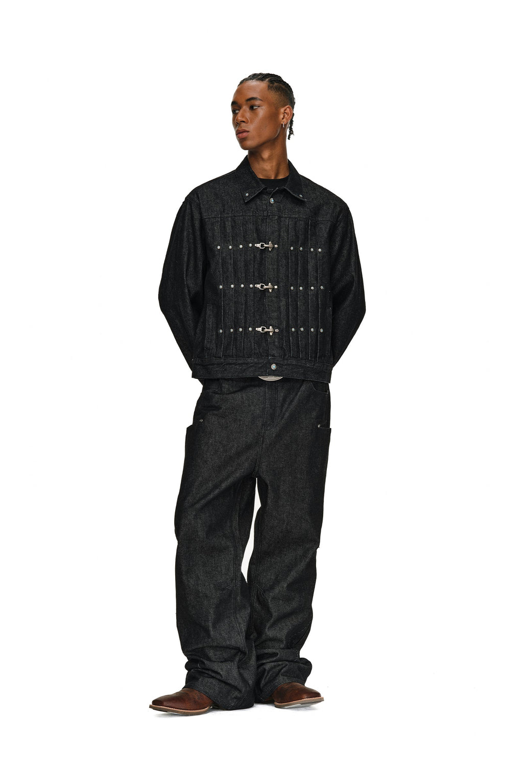 ANTIDOTE Studded Slash Pocket 3D Cut Jeans