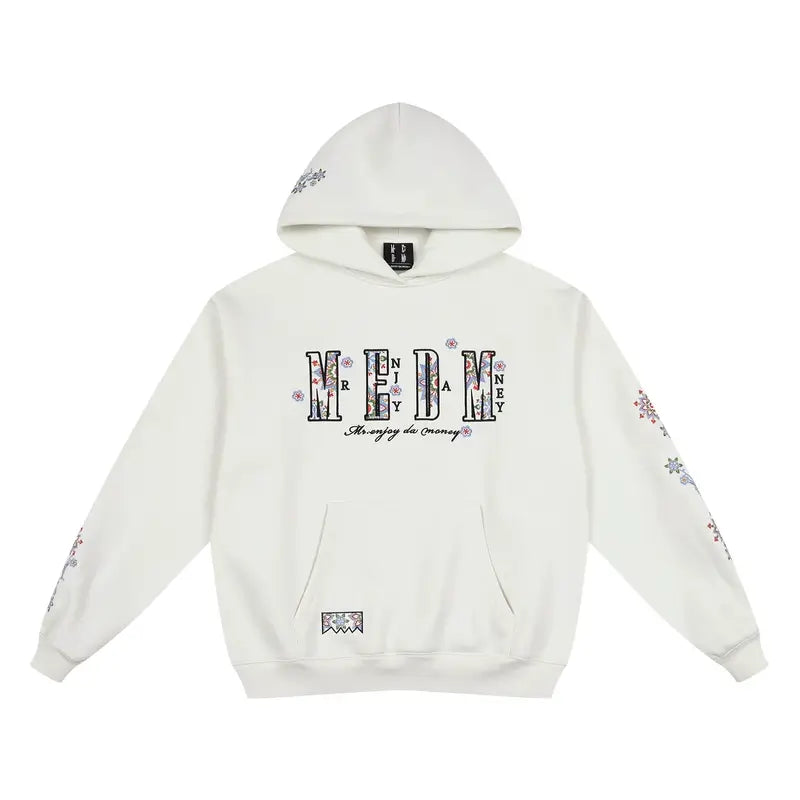 MEDM Ethnic Flower Embroidered Hoodie