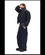 NOVACAM PU Leather Sleeve Puffer Varsity Jacket