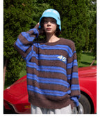 S45 Striped Pearl Brushed Knit Sweater