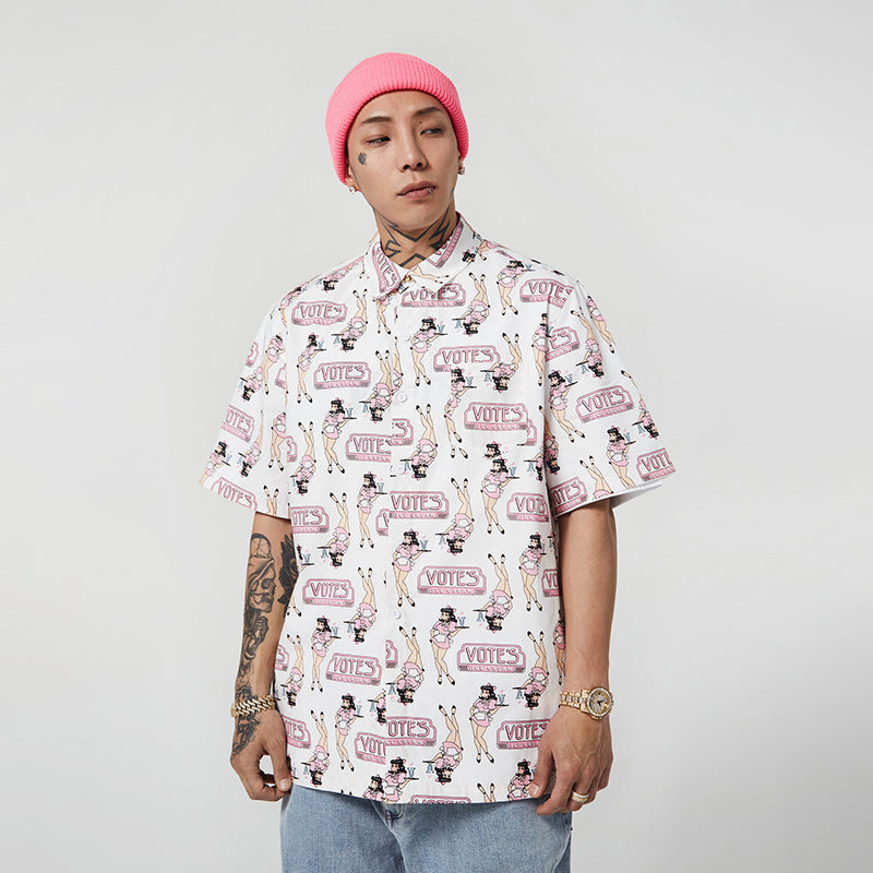 VOTE Ice Cream Girl Pattern Shirt