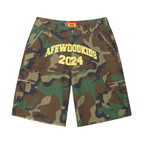 AFGK Logo Print Camouflage Destroyed Shorts