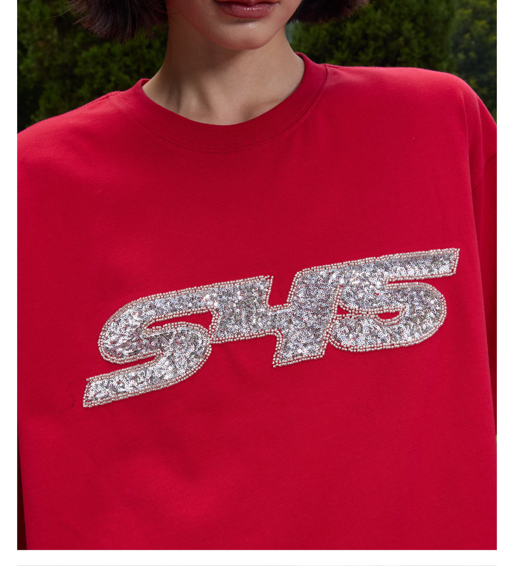 S45 Sequin Metal Logo Tee