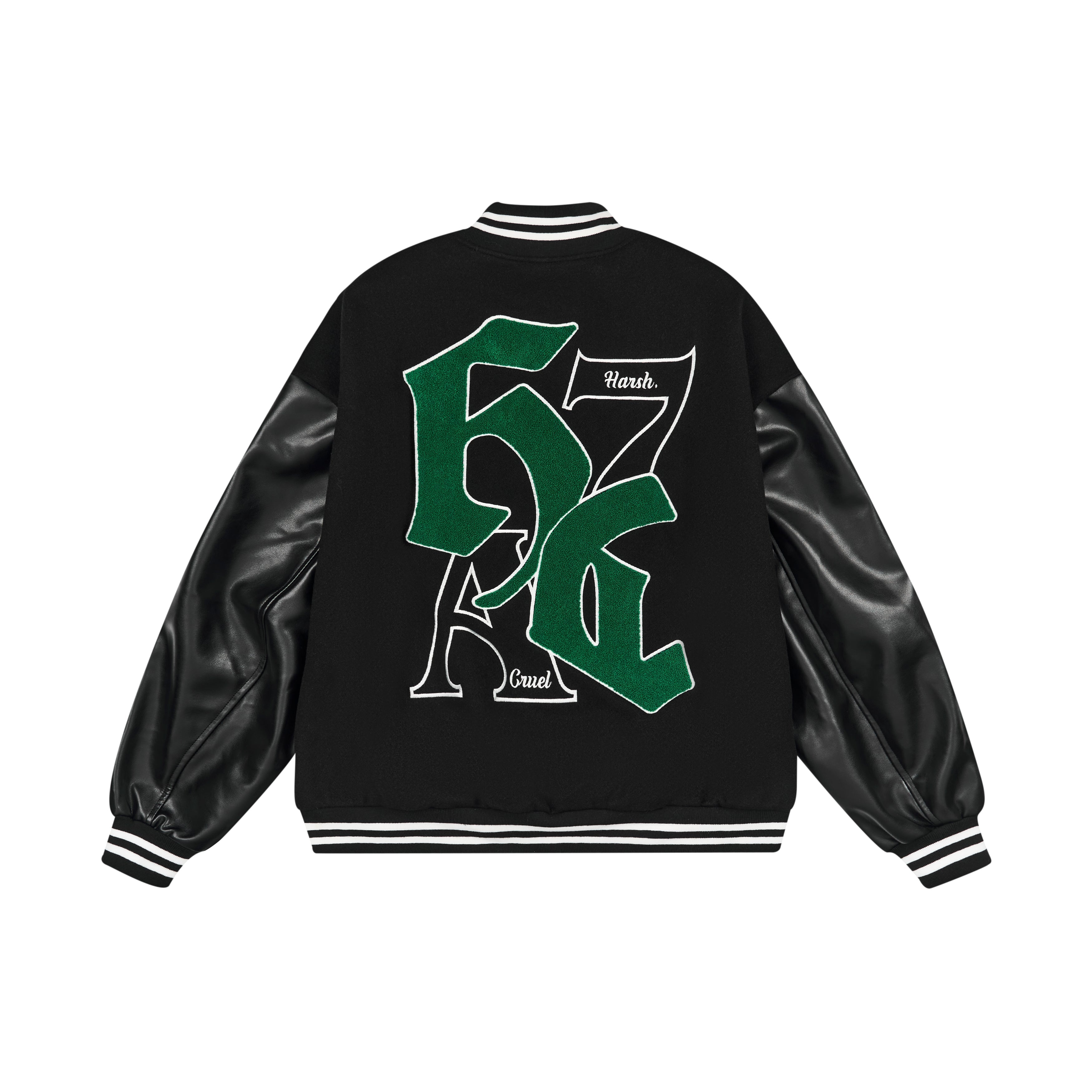 Harsh and Cruel Gothic Logo Embroidered Varsity jacket