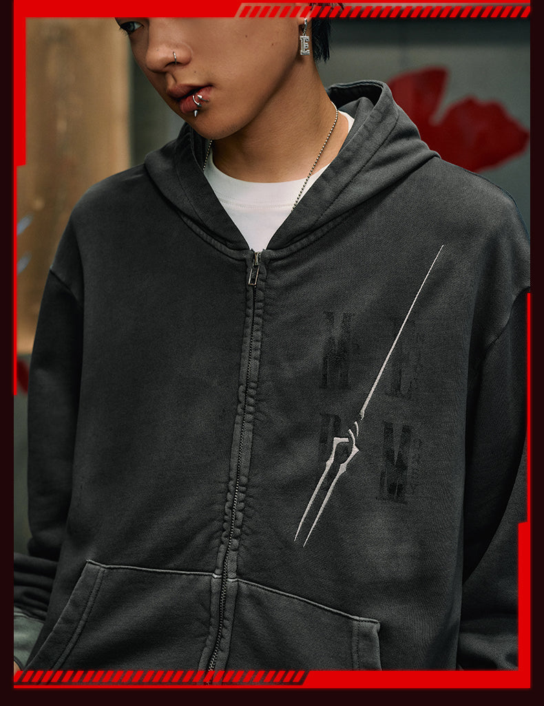 MEDM x EVA Evangelion Washed Zip-Up Hoodie