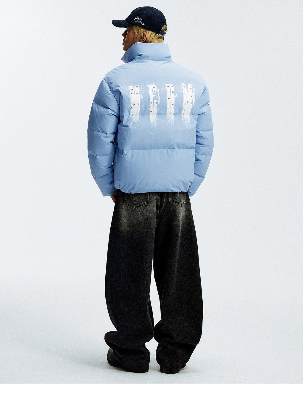 MEDM Rhinestone Studded Logo Down Jacket