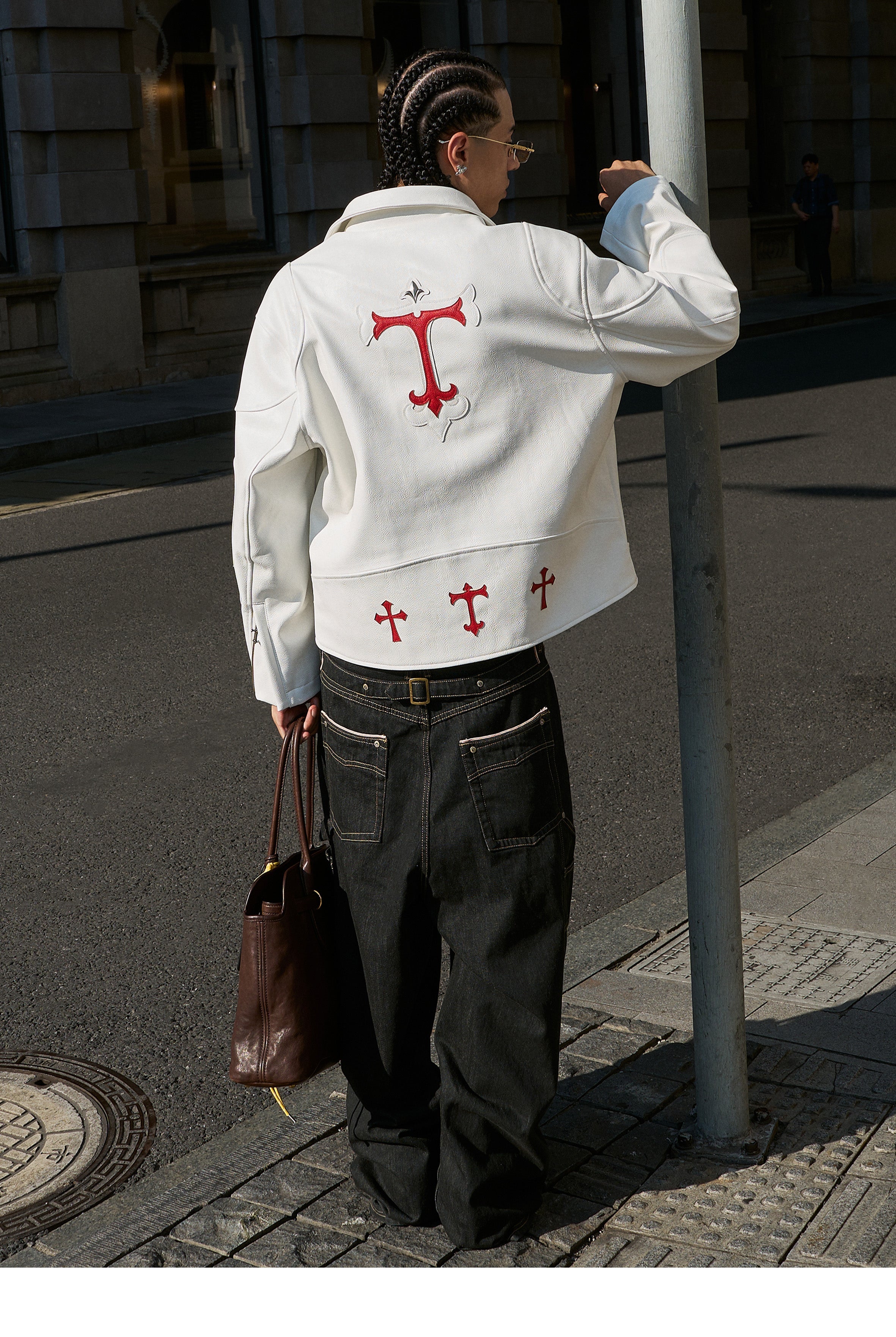 STEEPC Two Tone Leather Racing Jacket