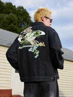 Harsh and Cruel Floral Embroidered Washed Denim Jacket