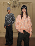 YADcrew All Over Star Fuzzy Knit Sweater