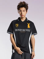 Remedy HONEYBUNNY Rabbit Embroidered Soccer Jersey Polo Shirt