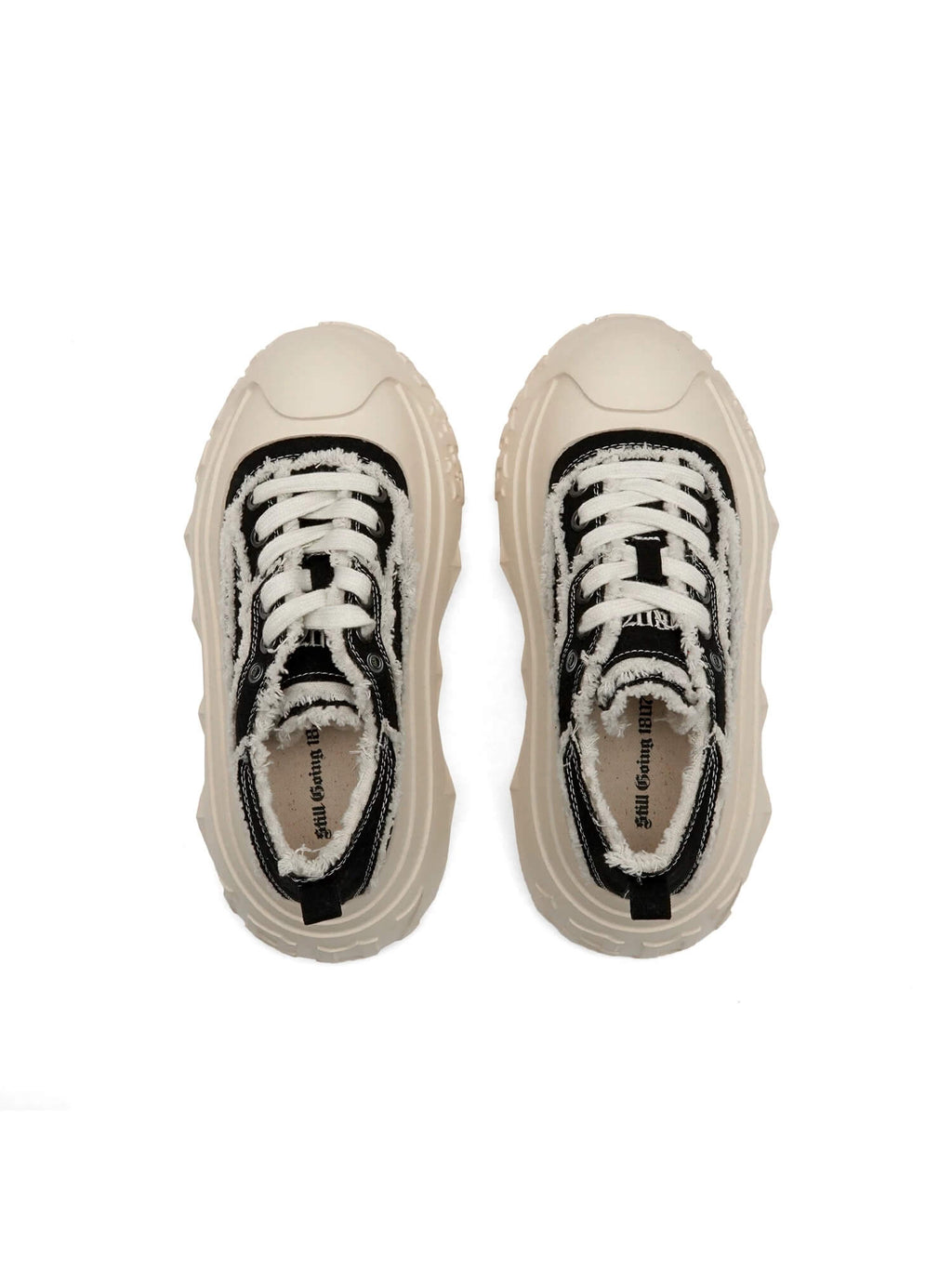1807 INF-008 Gothic Lace Up Canvas Chunky Sneakers