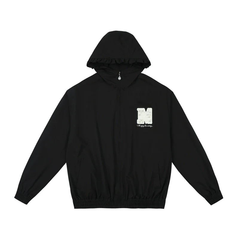 MEDM Pearl Logo Lace Hooded Zip Jacket