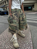 STEEPC M-65 Pearl Embellished Camouflage Baggy Cargo Shorts