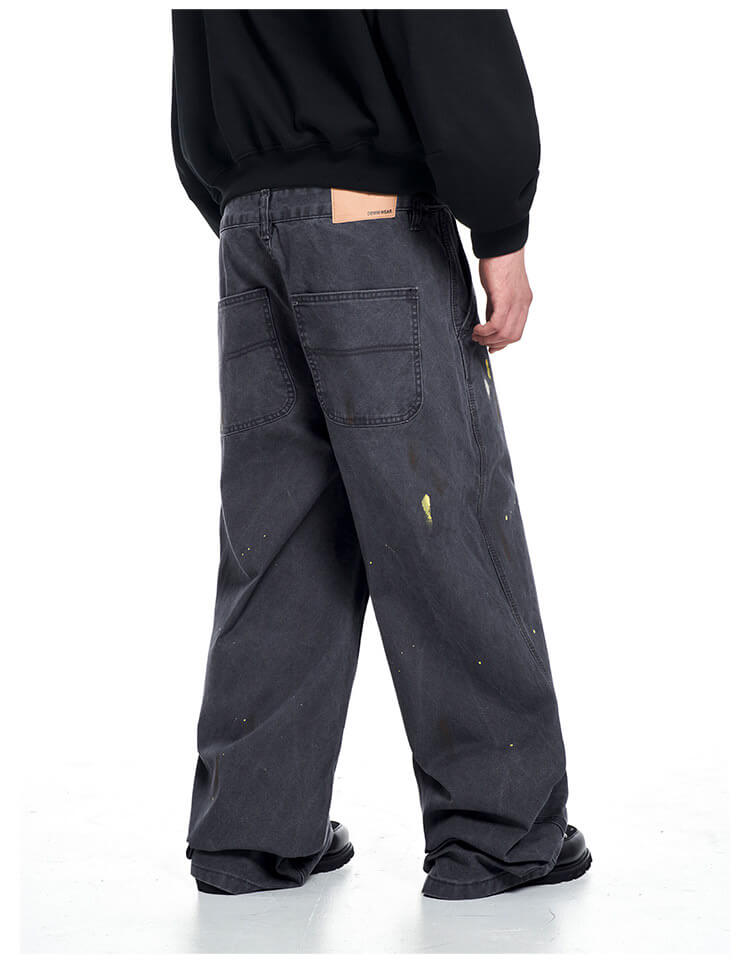 F3F Select Paint Splatter Washed Baggy Work Pants