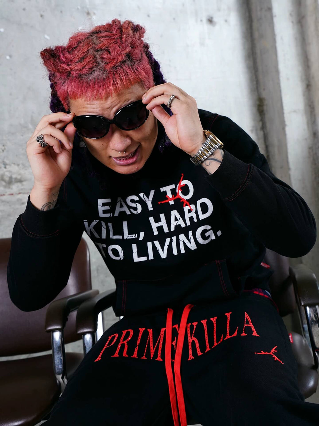 TGFCLUB Easy To Kill Hard To Living Print Slim Fit Hoodie